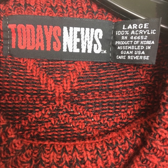 NWT 90s Vintage Red Black Pullover Sweater - Picture 5 of 5